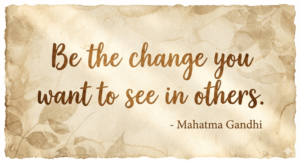 Be the change you want to see in others. - Mahatma Gandhi